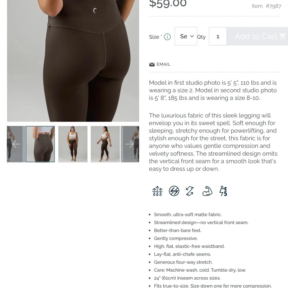 NWT Zyia Earth Streamline High-Waisted Brown Leggings - Picture 6 of 6